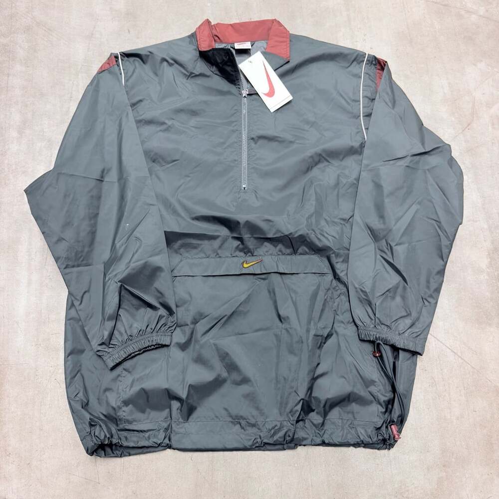 Nike Vintage 1/4 Zip Anorak Windbreaker Jacket Size L Gray Red